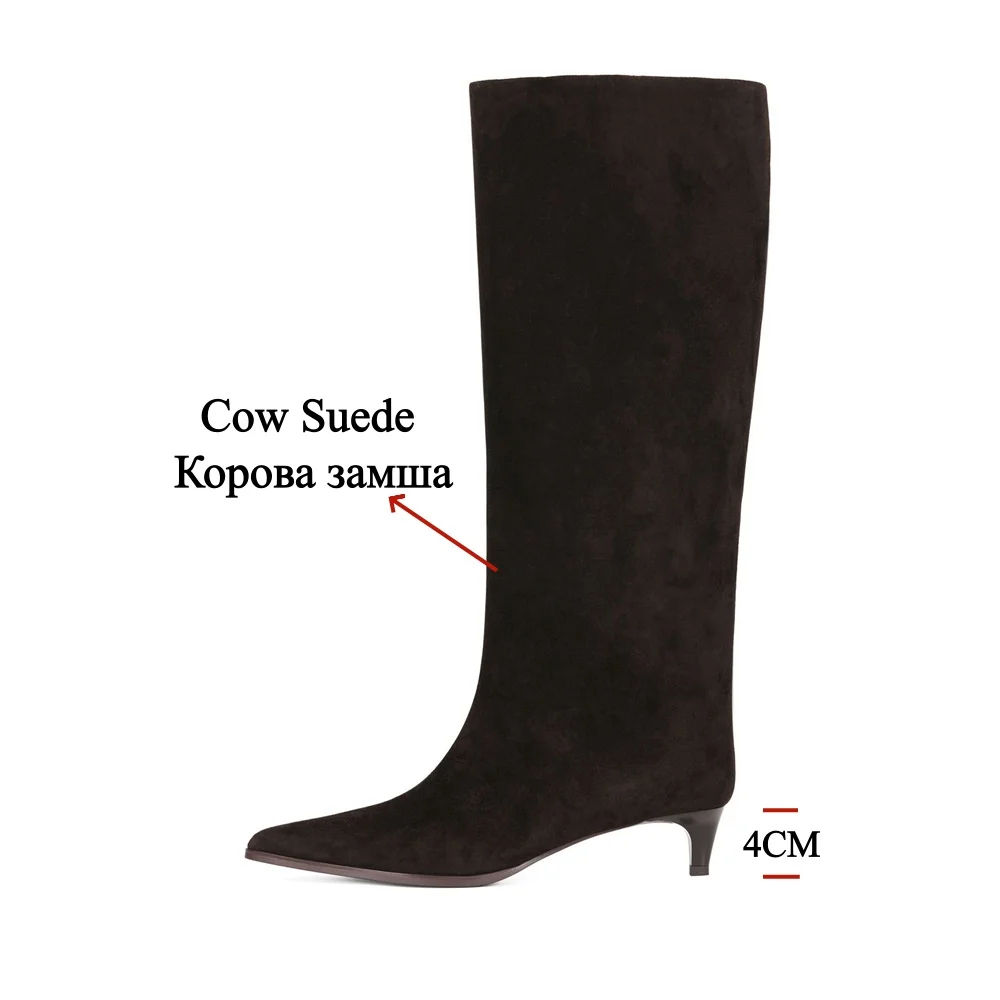 Женские замшевые сапоги до колена из натуральной кожи - Фотография_3