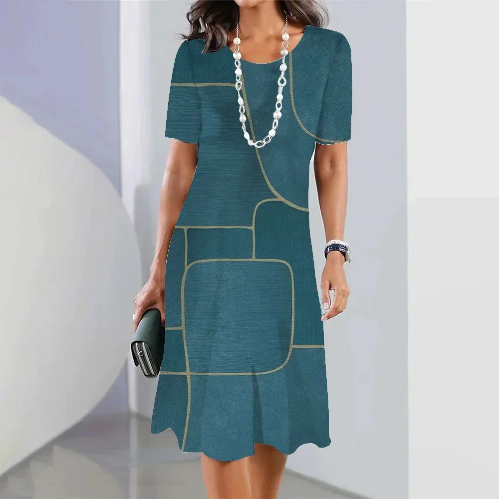 Новые винтажные женские платья в полоску с принтом - Фотография_4