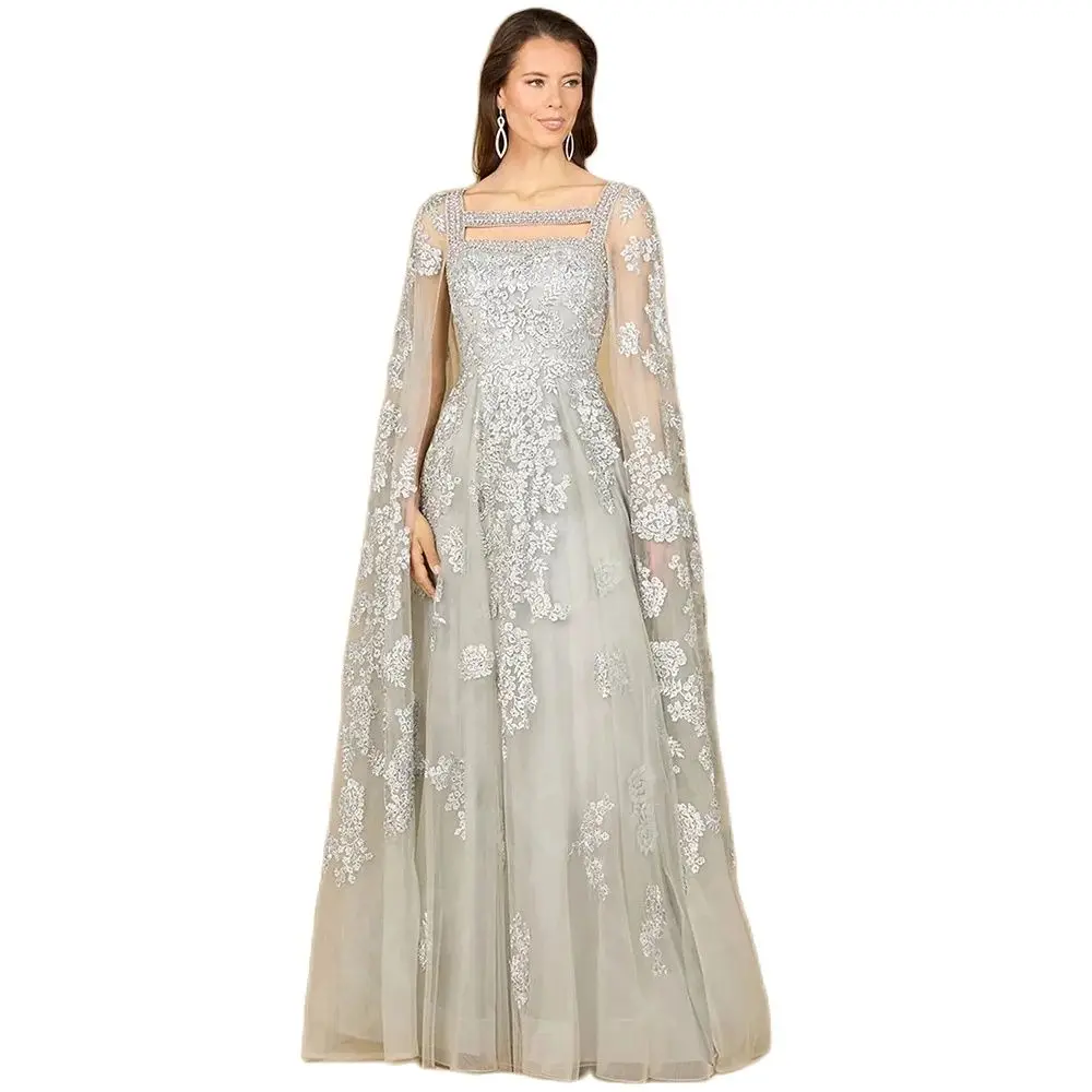 Великолепные серебряные кружевные платья для матери невесты 2024 - Фотография_5
