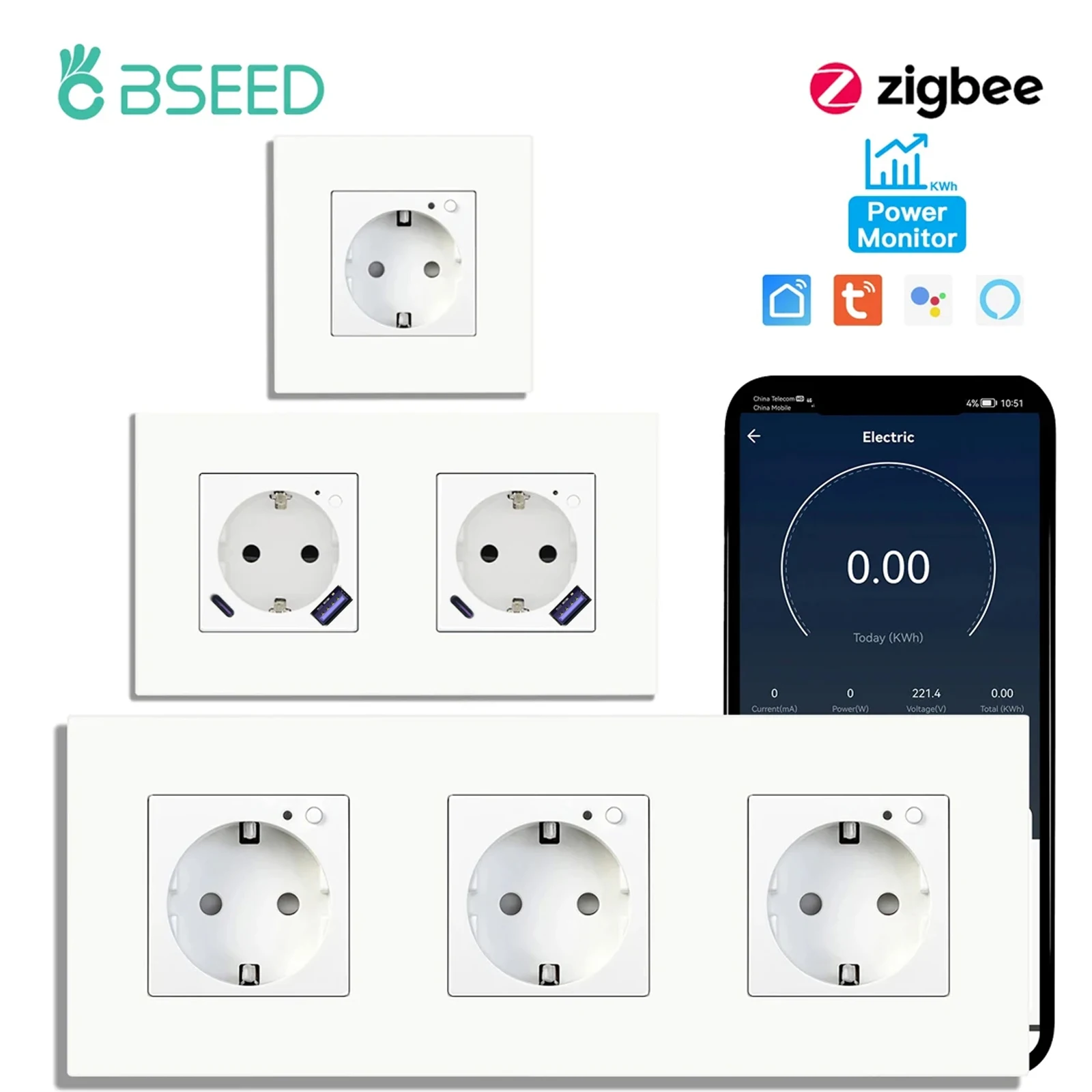 Bseed одиночные настенные розетки