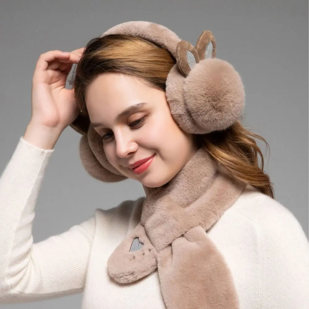 Удобные наушники из искусственного меха с кроличьими ушками - Фотография_3