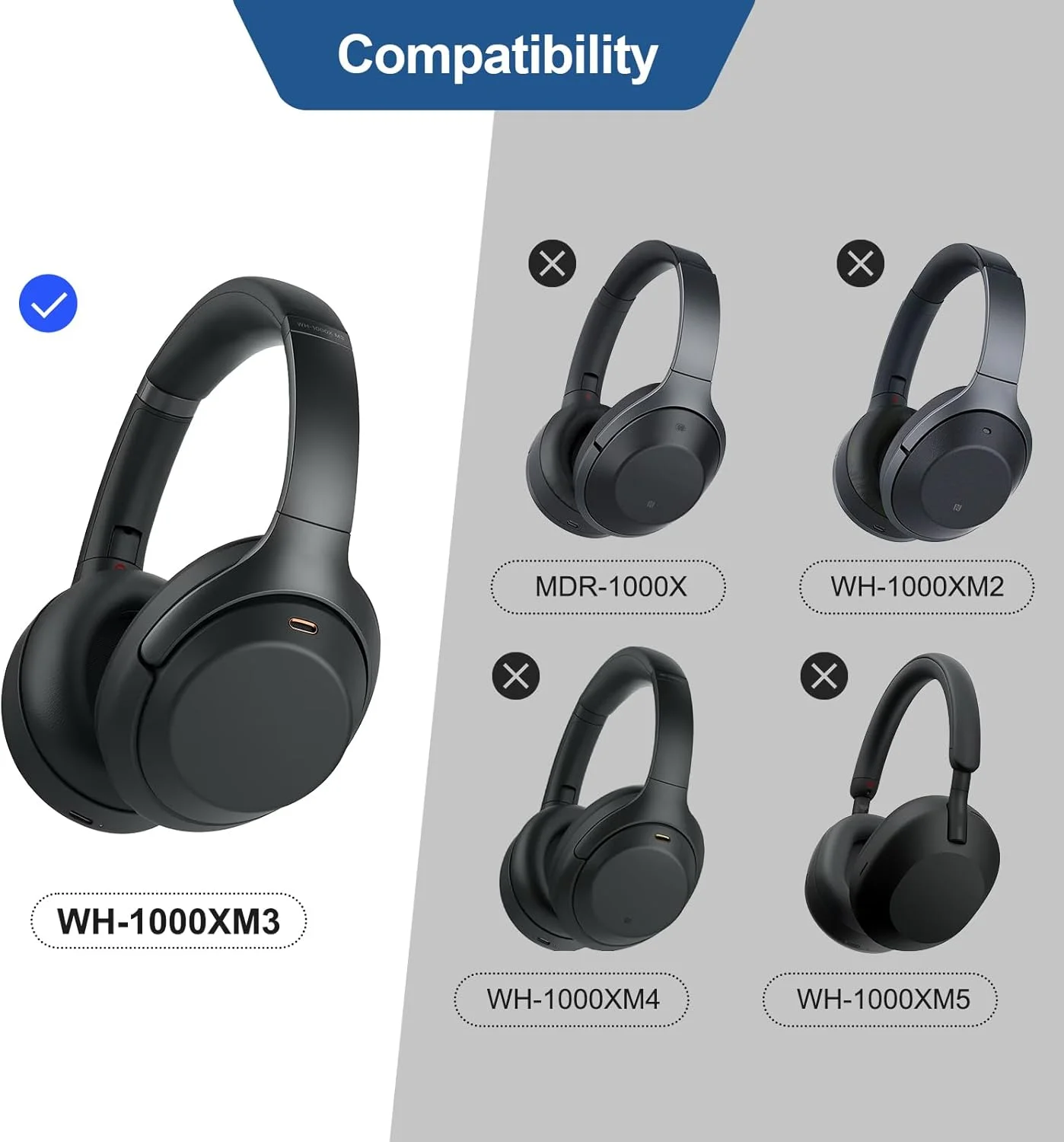 Сменные амбушюры kutou для sony wh-1000xm3 1000xm3 wh1000xm3 - Фотография_2