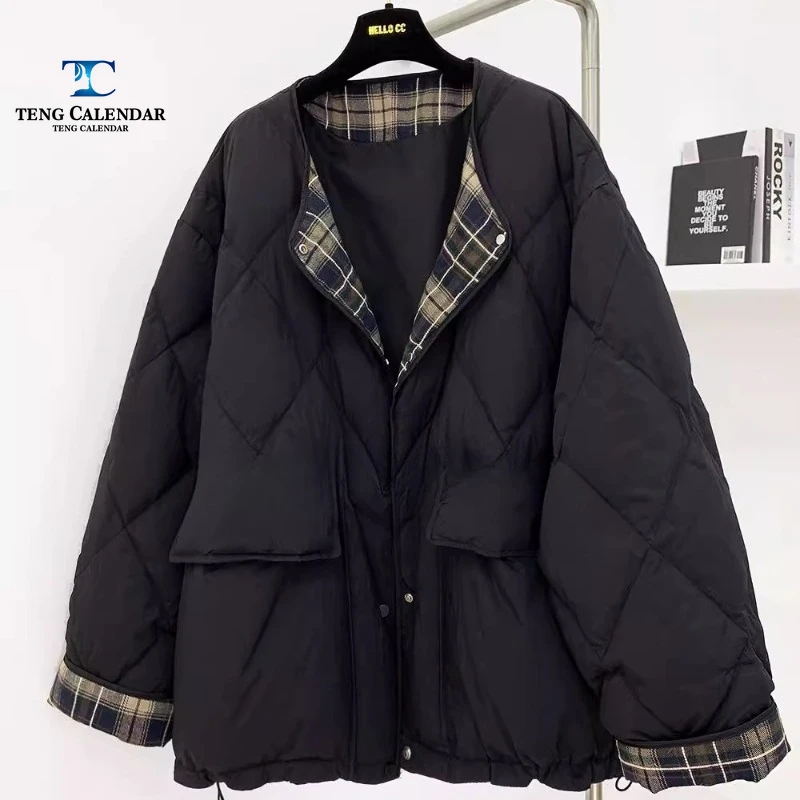 Пуховик в сетку, корейская универсальная