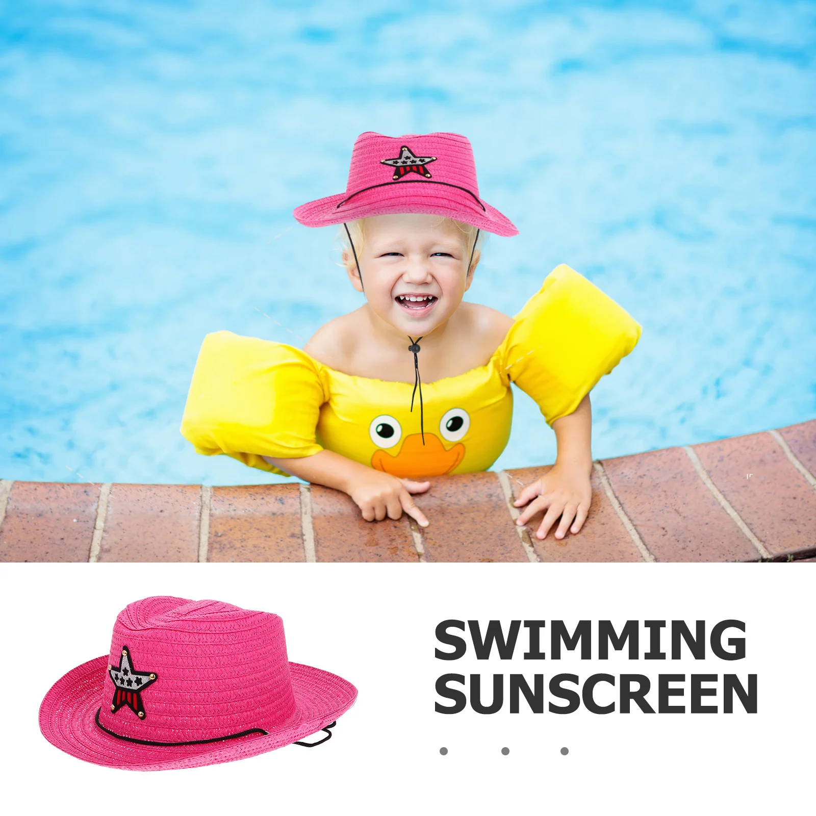 Детская ковбойская шляпа с соломенным узором звезды - Фотография_3