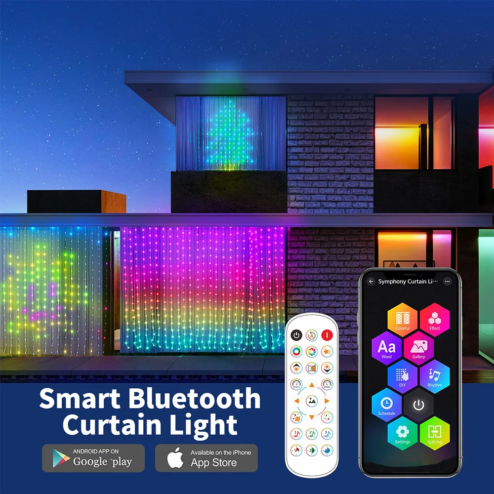 Bluetooth smart control гирлянда rgbic для штор - Фотография_4