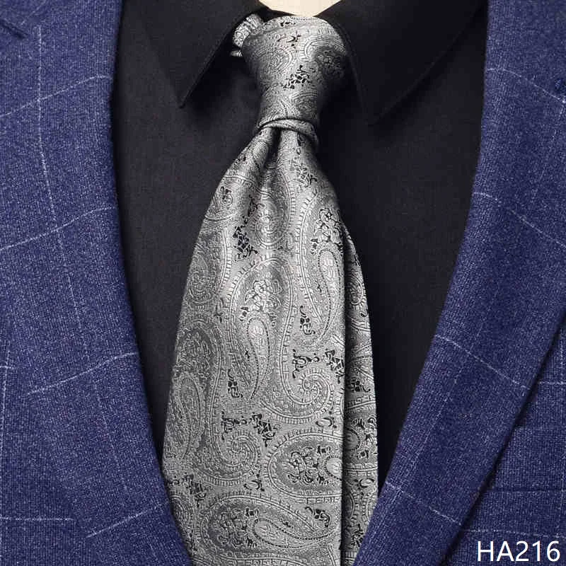 Высококачественный серый полосатый галстук с каплями дождя для мужчин - Фотография_2