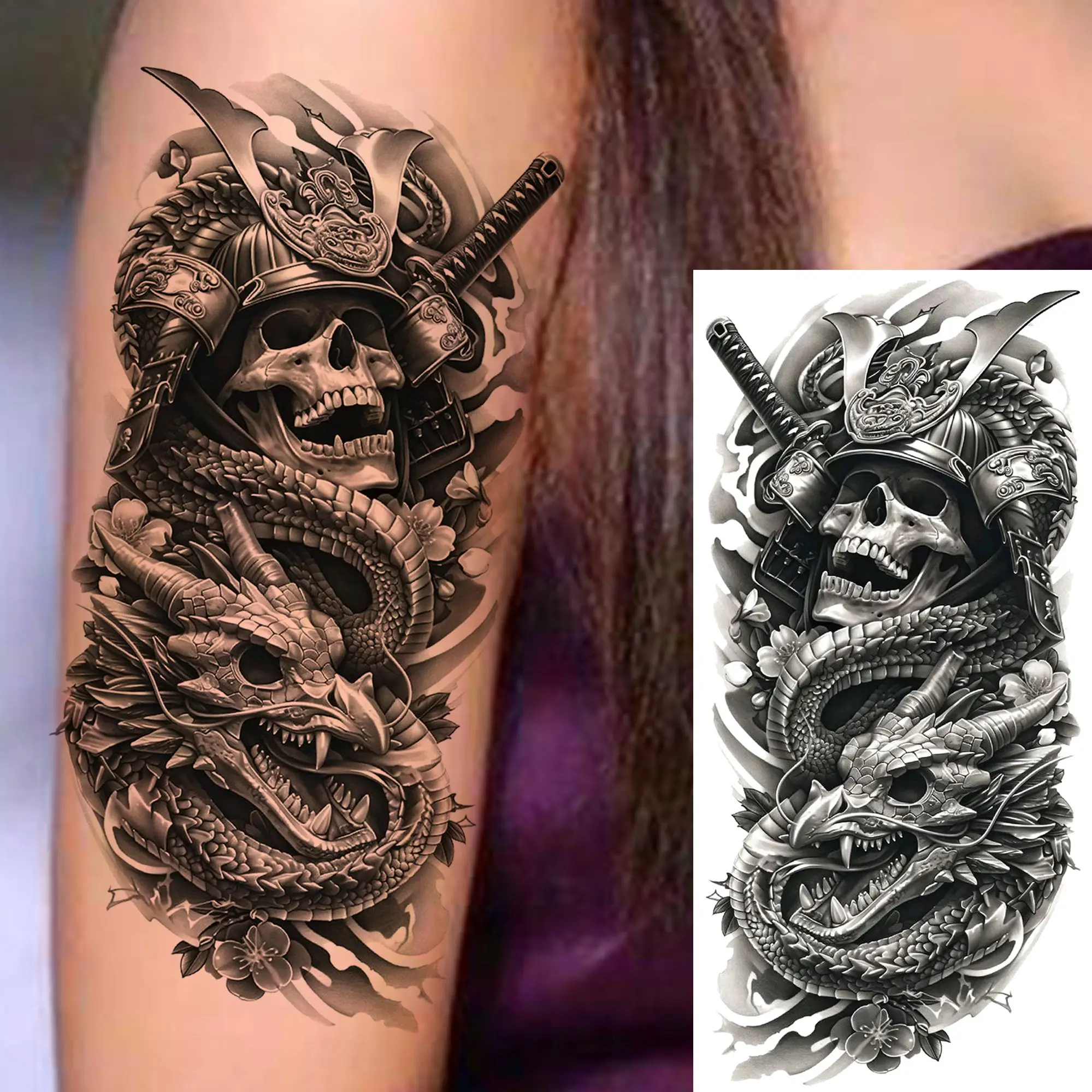 1 лист череп дракон воин с мечом - Фотография_4