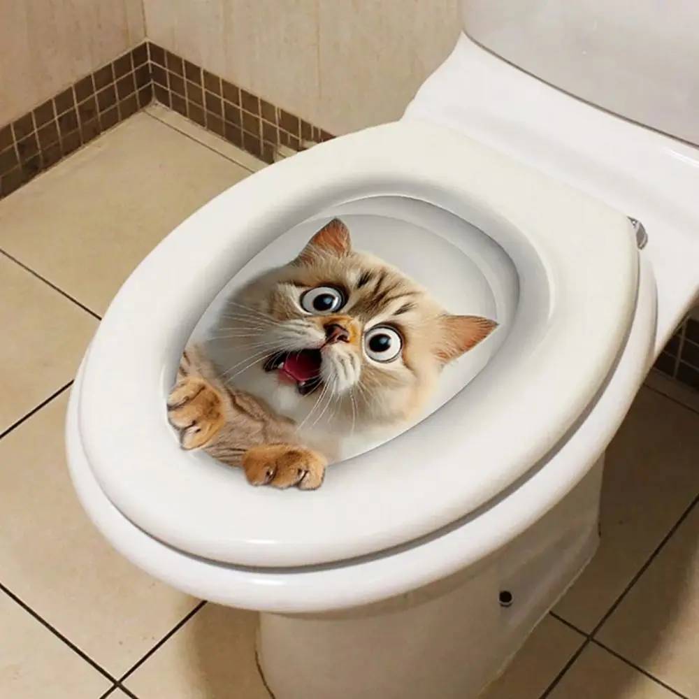 Забавные креативные 3d наклейки на туалет с изображением кота - Фотография_5