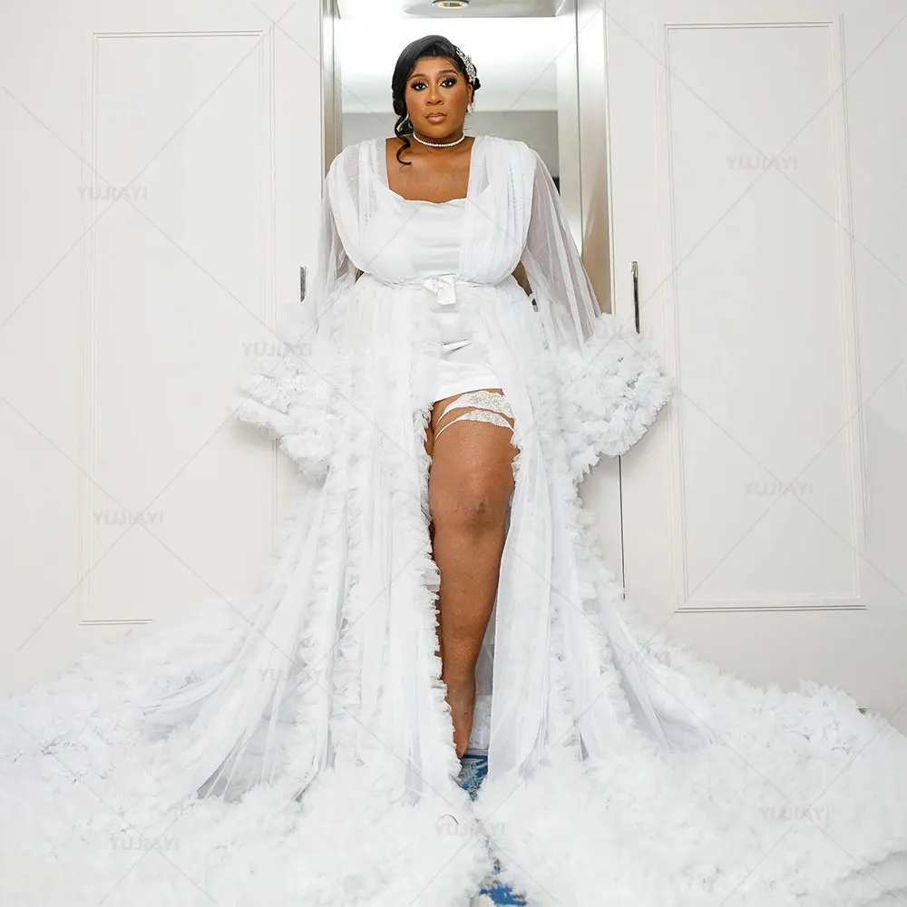 Тюлевые свадебные платья с длинным шлейфом для женщин - Фотография_4