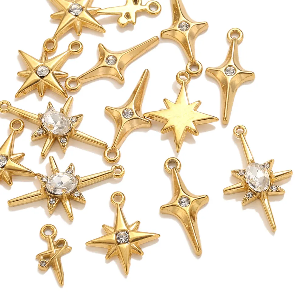 Подвески в виде звезды из нержавеющей стали с цирконием