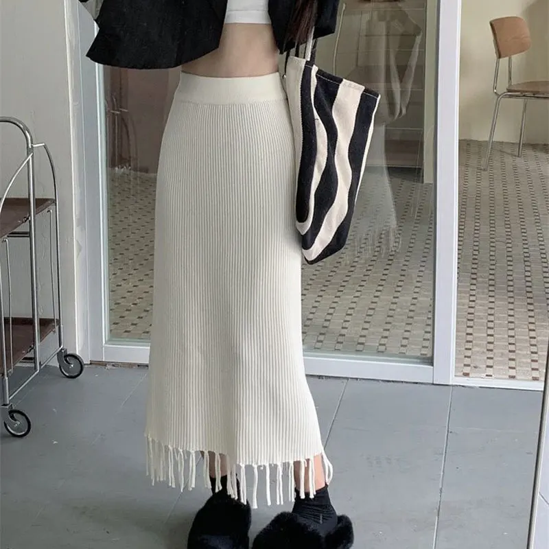 Юбка-миди трикотажная трапециевидная с высокой талией