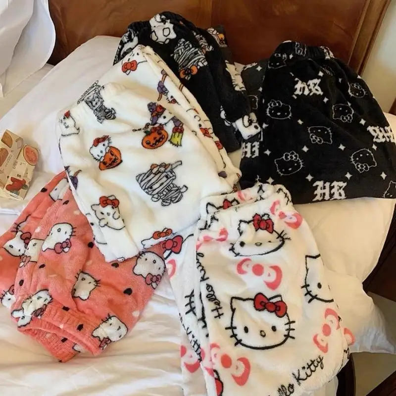 Kawaii hello kitty фланелевые пижамные штаны для девочек - Фотография_4