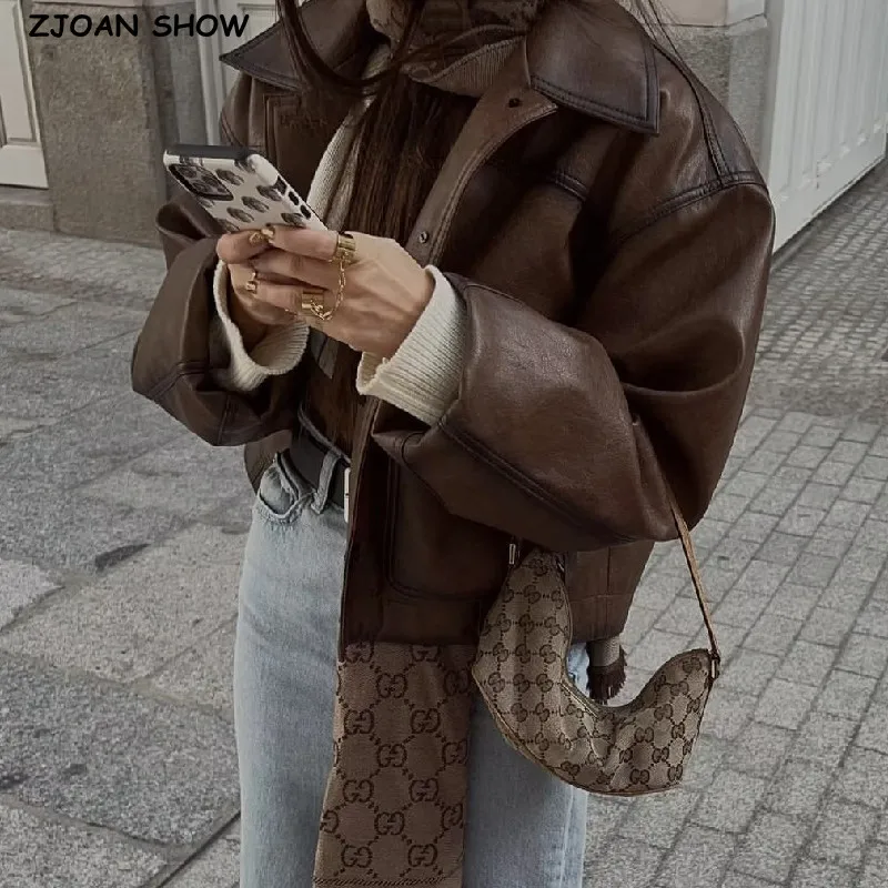 Женская винтажная куртка из пу кожи - Фотография_3