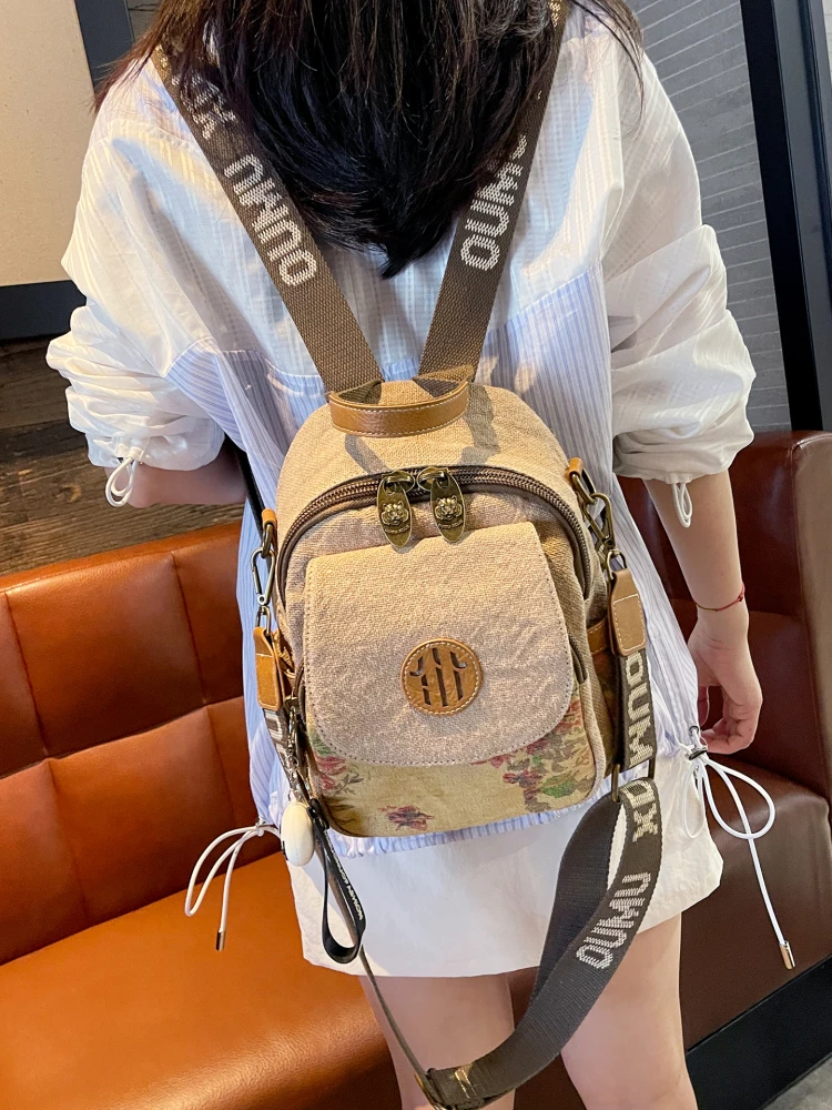 Хлопковый трехцелевой мини-рюкзак для женщин - Фотография_2