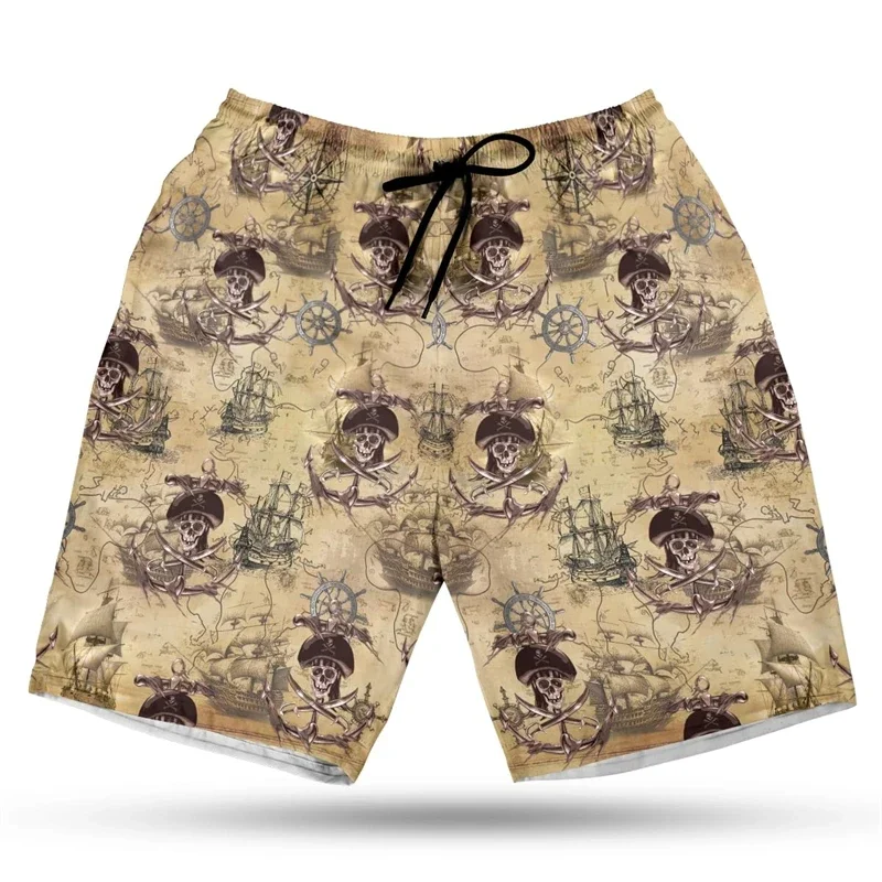 Забавные пляжные шорты с рисунком пиратского животного и черепа - Фотография_5