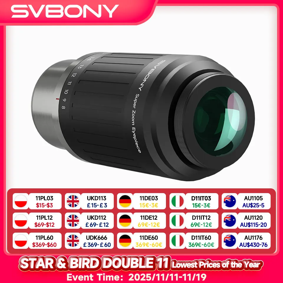 Svbony sv230 окуляр с зумом 8–20 мм