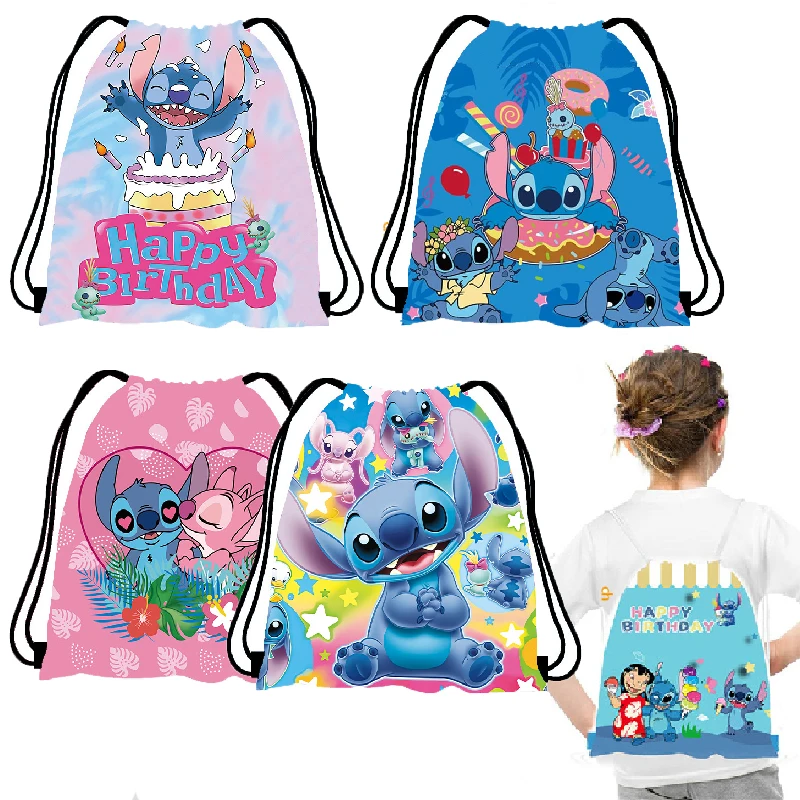 Нетканая сумка на шнурке в стиле аниме disney kawaii lilo & stitch - Фотография_2