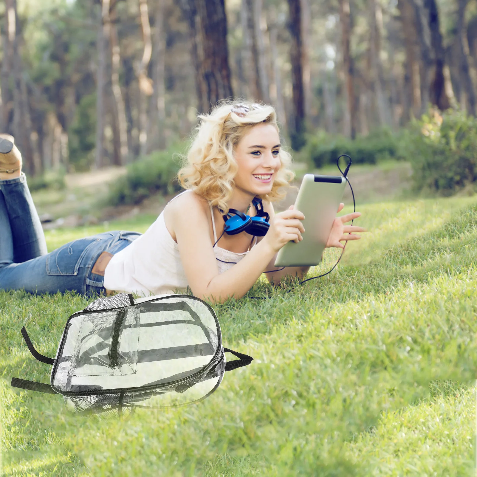 Черный прозрачный желейный рюкзак из пвх - Фотография_2