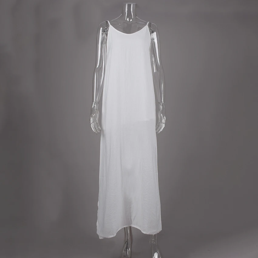 Hiloc повседневное свободное белое длинное платье - Фотография_6