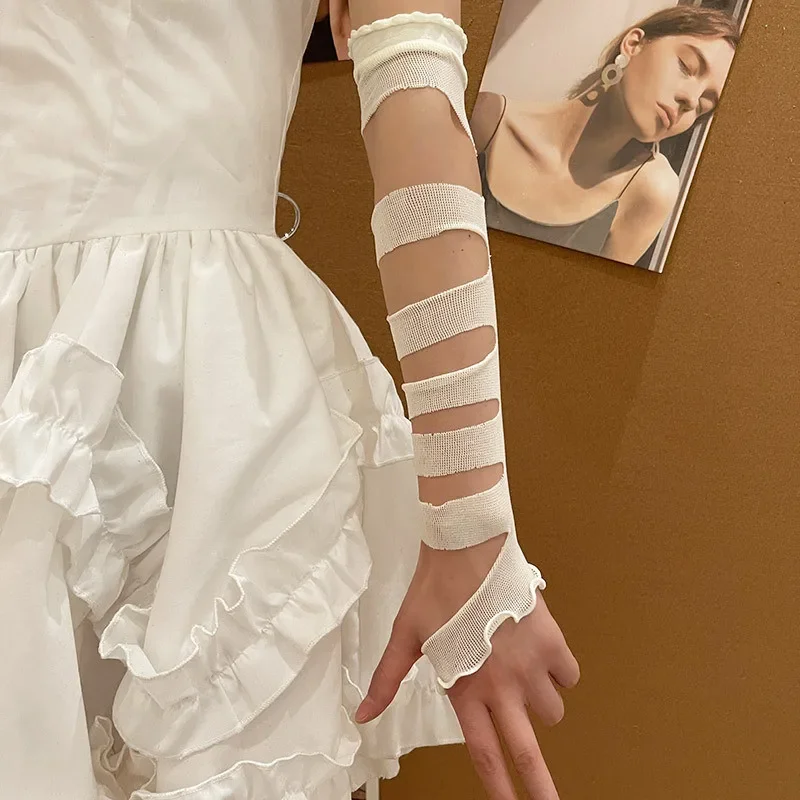 Женские бандажные перчатки без пальцев в стиле ретро jk lolita - Фотография_3