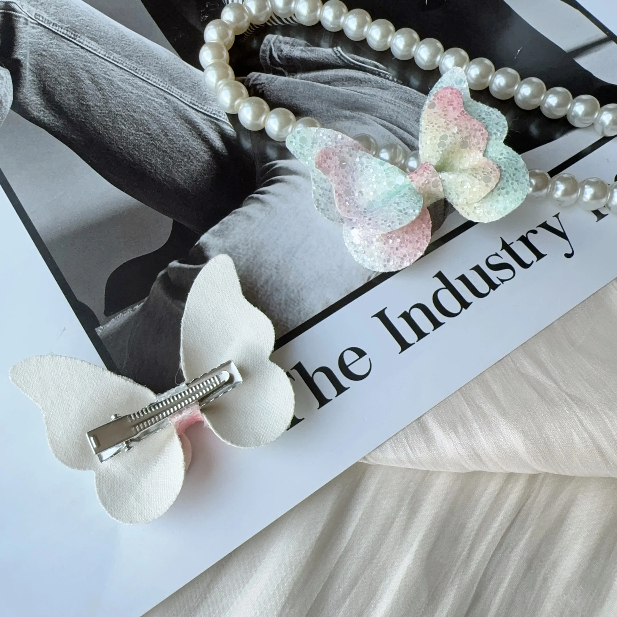 Однотонные банты для волос в форме бабочки и заколки для волос - Фотография_4