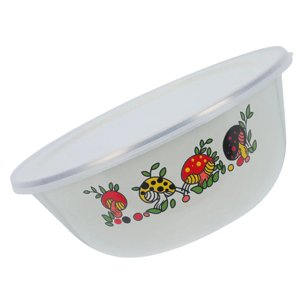 Винтажная эмалированная миска для смешивания с крышкой