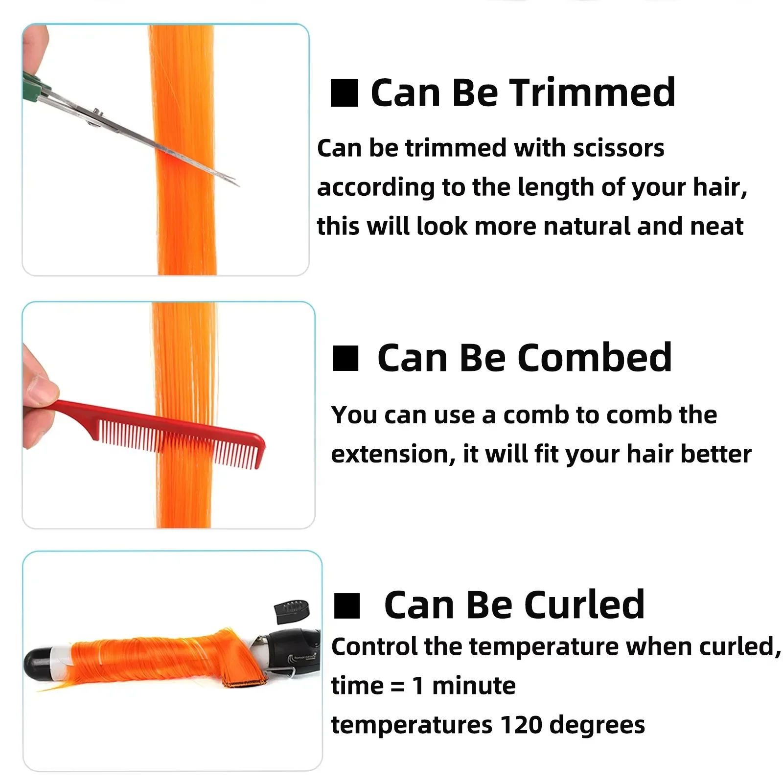Цветные блики, 22-дюймовые синтетические волосы для наращивания - Фотография_5
