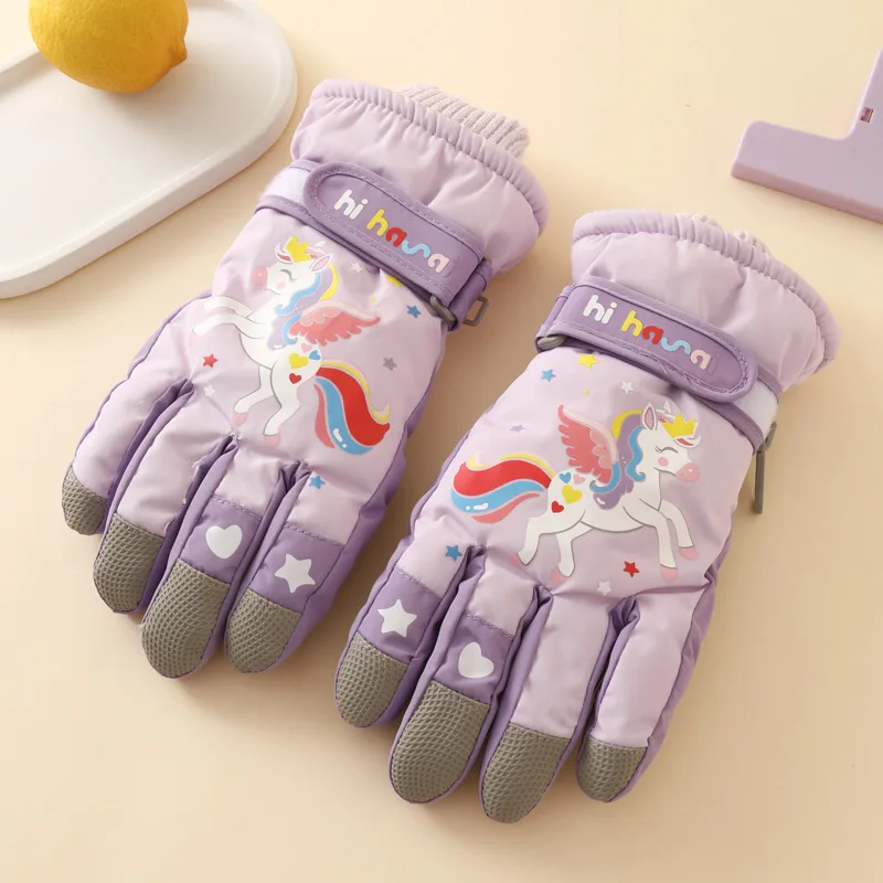 Перчатки для девочек с героями мультфильмов единорога - Фотография_4