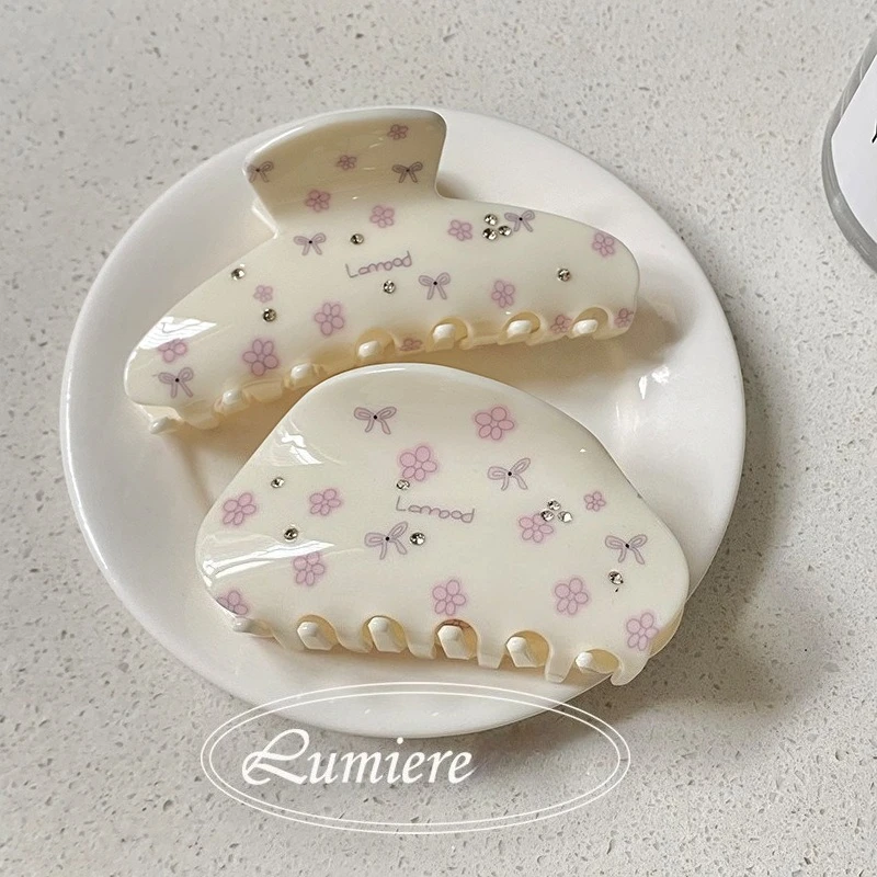 Новые милые розовые заколки для волос с цветочным бантом и стразами - Фотография_3