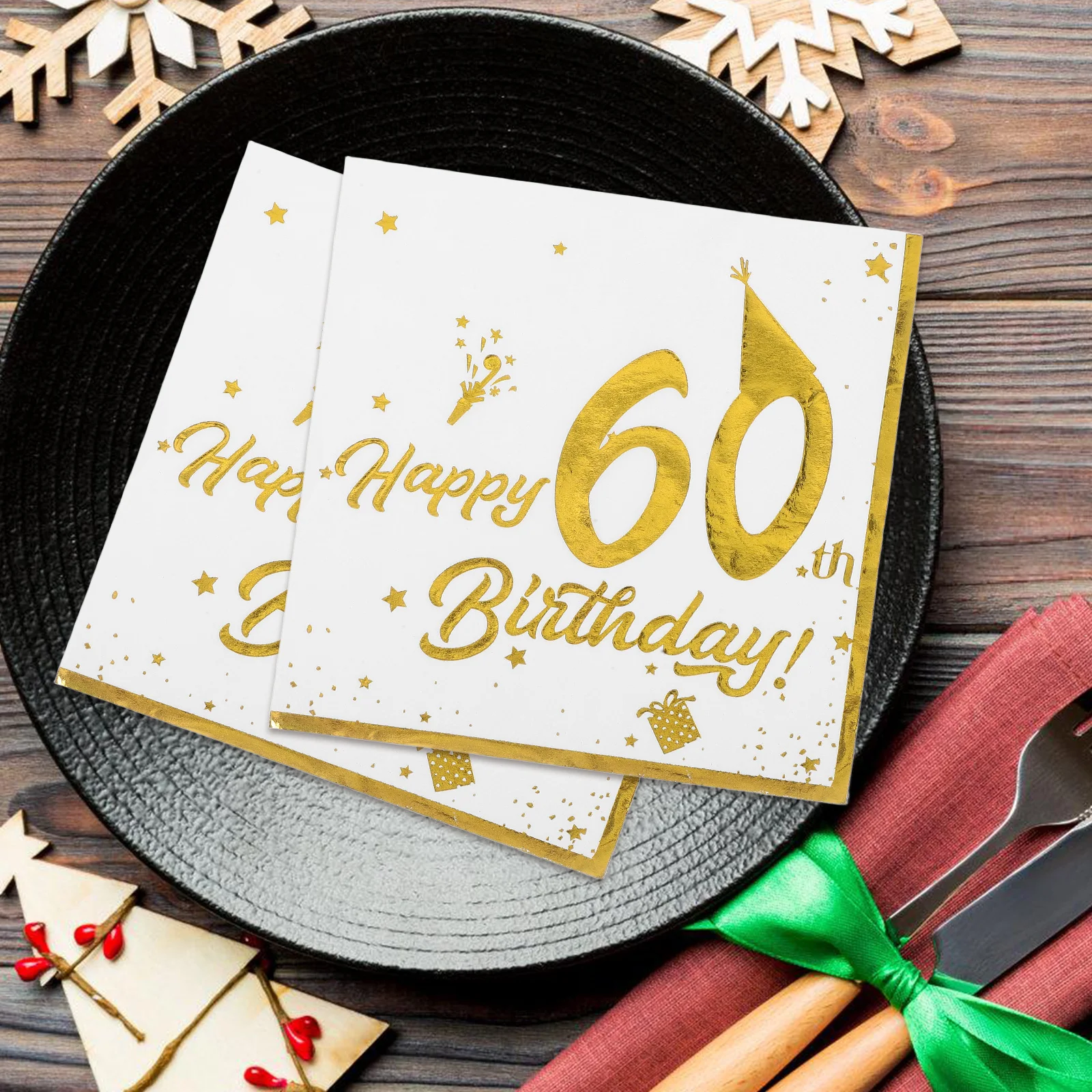Салфетки на 60-летие из золотой фольги
