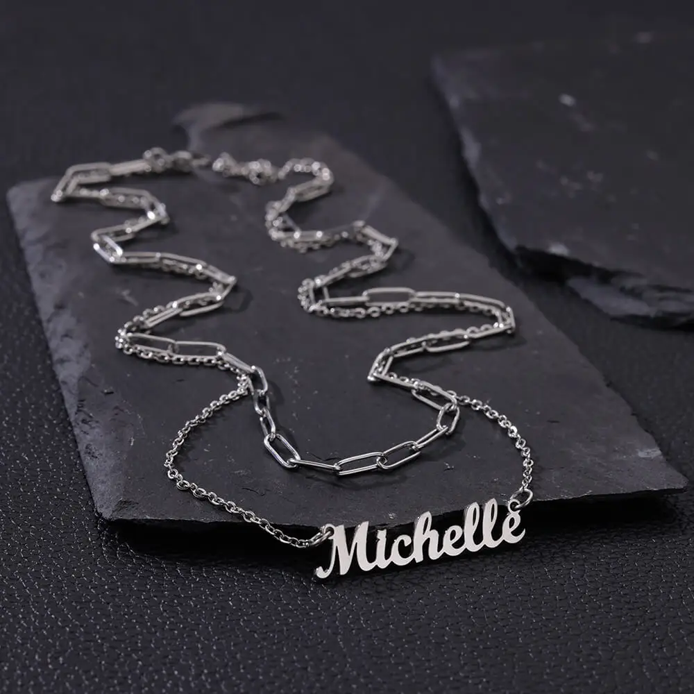 Изготовленное на заказ двухслойное ожерелье с именем для женщин и девушек - Фотография_5