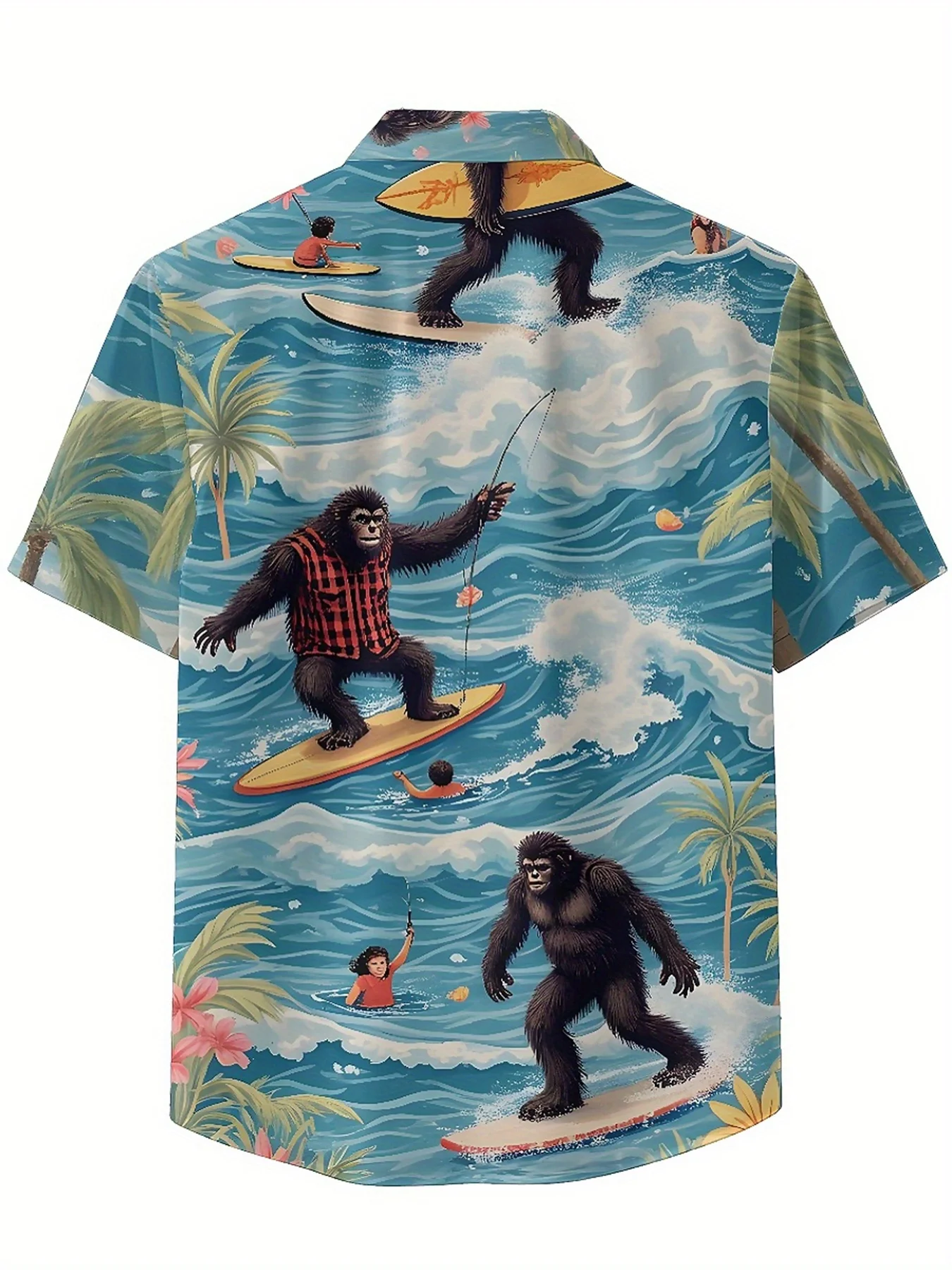 Мужские гавайские рубашки больших размеров с рисунком гориллы для серфинга - Фотография_3