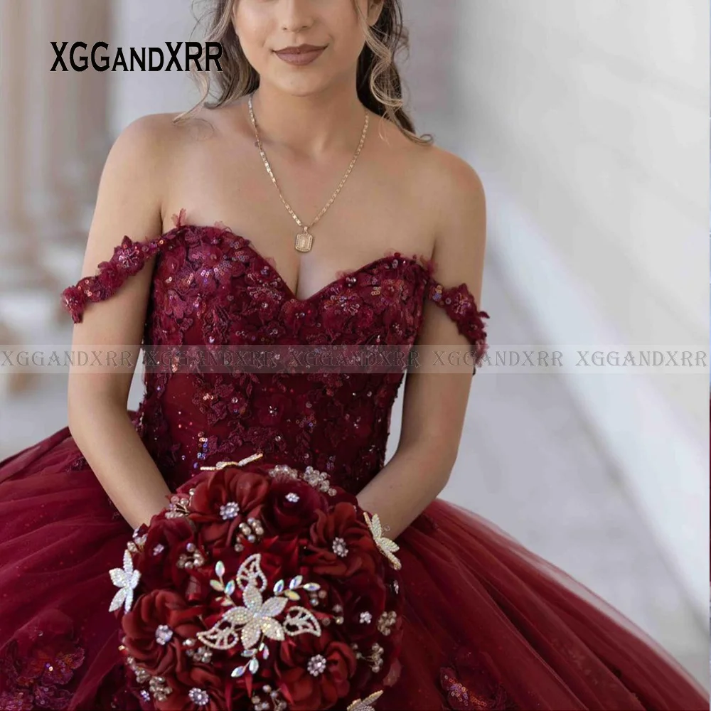 Бордовые платья quinceanera по индивидуальному заказу - Фотография_2