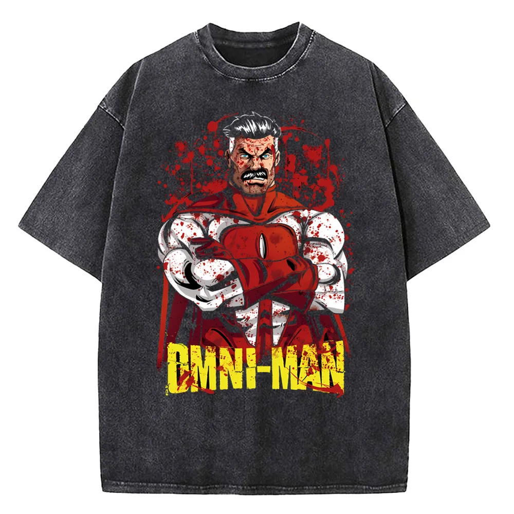 Мужские и женские винтажные потертые футболки invincible hero - Фотография_5