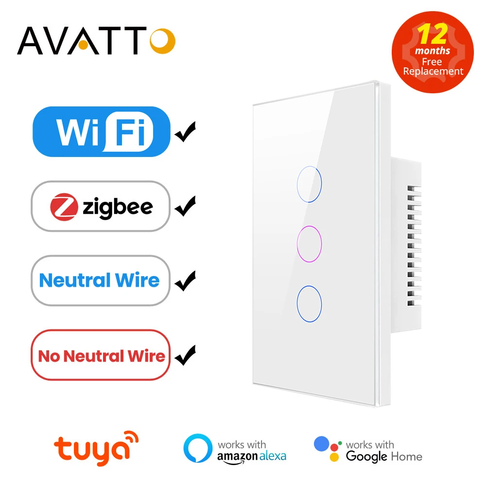 Умный выключатель света avatto tuya wifi/zigbee