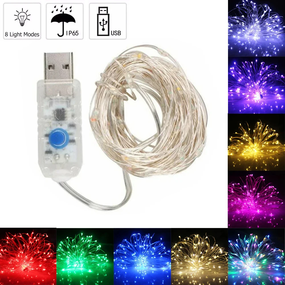 1m - 10m usb led фонари 8 режимов