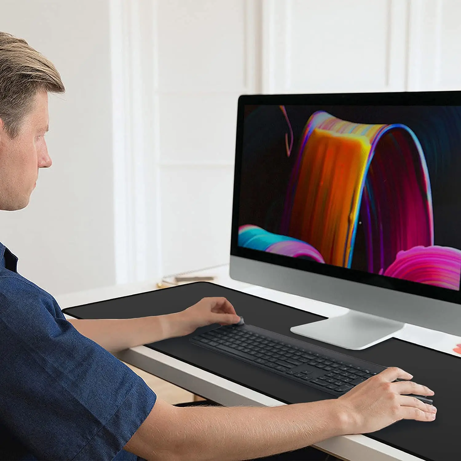 Xxl черный коврик для мыши игровой - Фотография_3