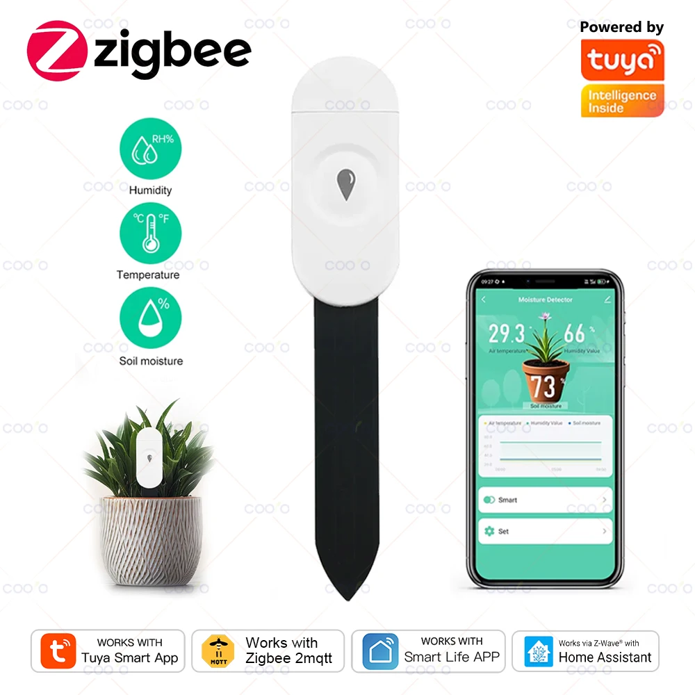 Умный датчик влажности почвы tuya zigbee