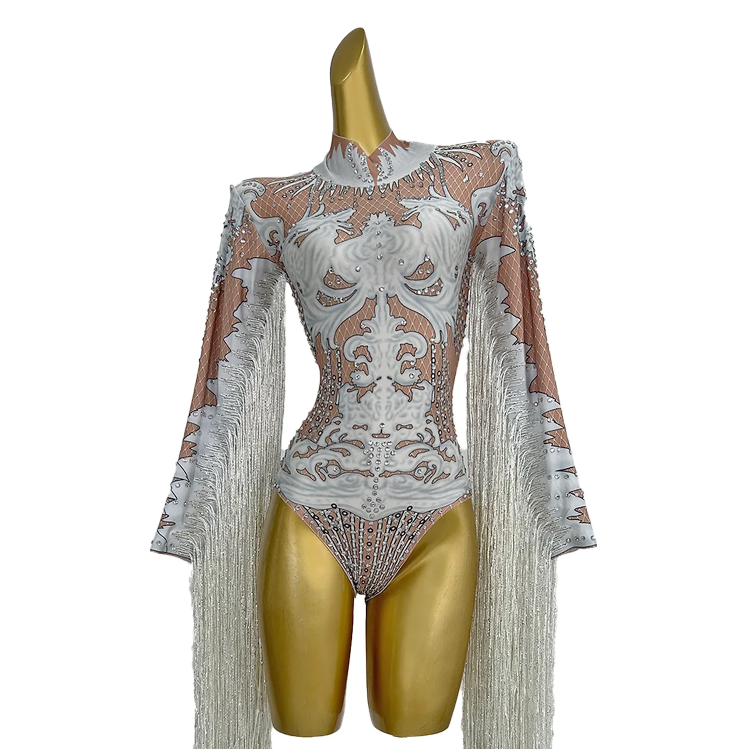 Боди с блестящими стразами и бахромой - Фотография_2