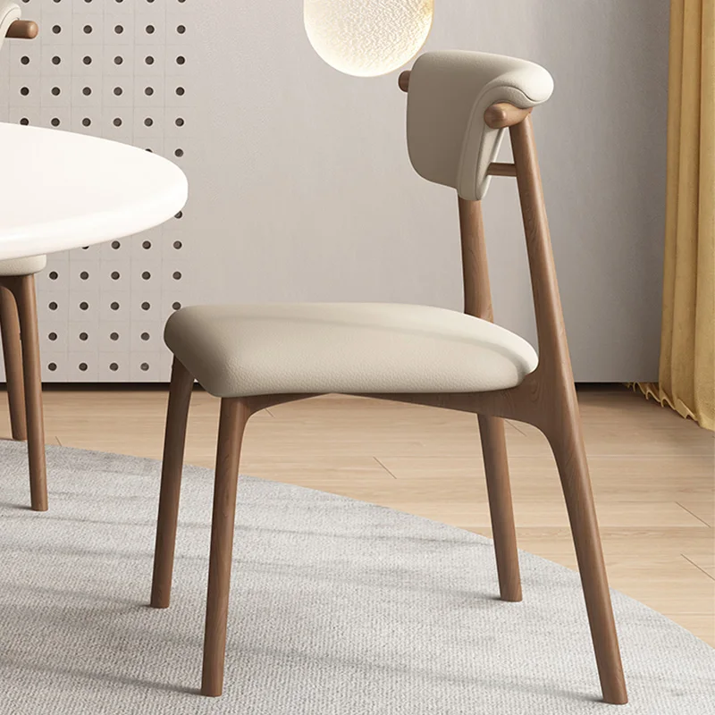 Современные роскошные кожаные обеденные стулья с деревянным каркасом - Фотография_2