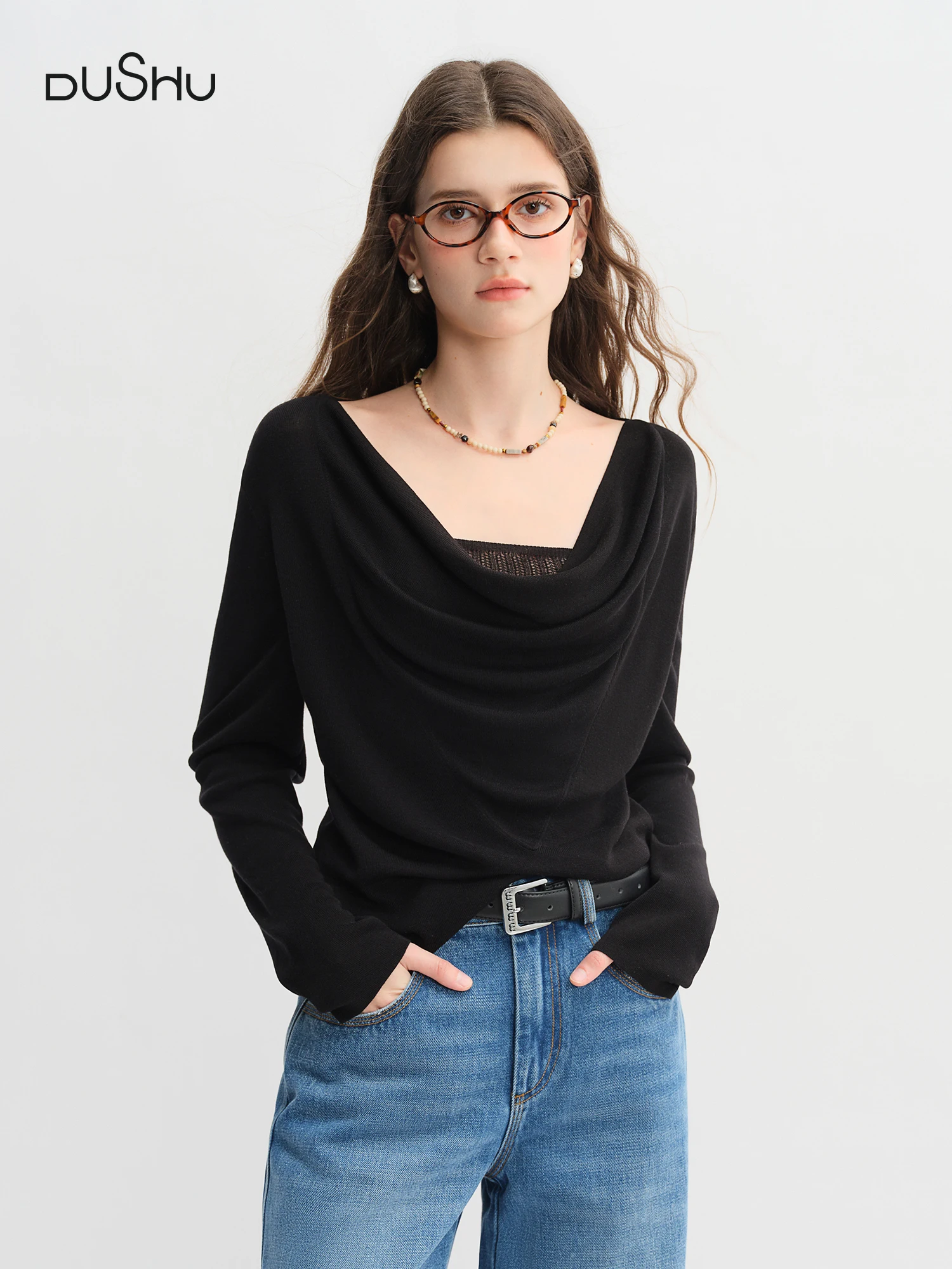 Dushu lyocell tencel утягивающий свитер
