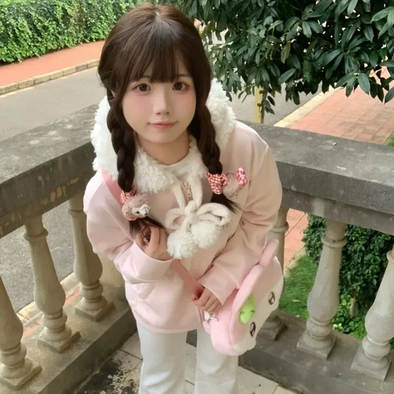 Винтажное свободное пальто kawaii с длинными рукавами и капюшоном - Фотография_5