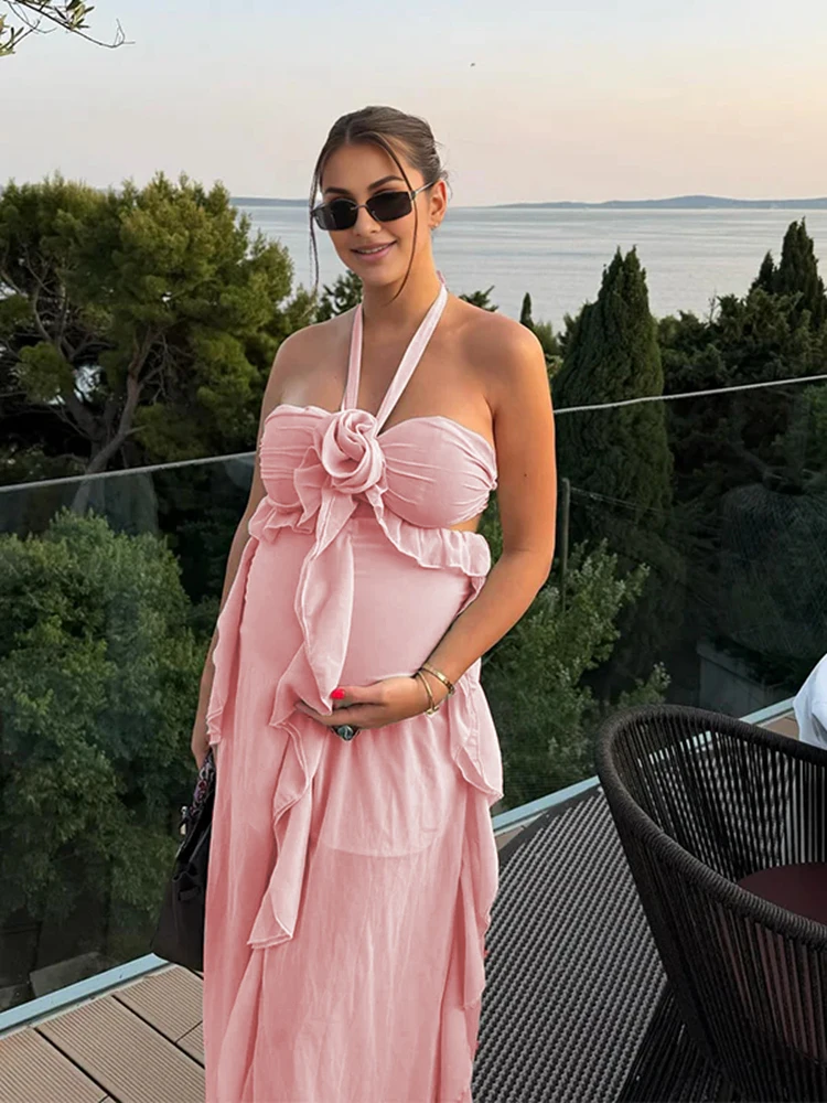 Платье макси для фотосессии с цветочным принтом для беременных - Фотография_6