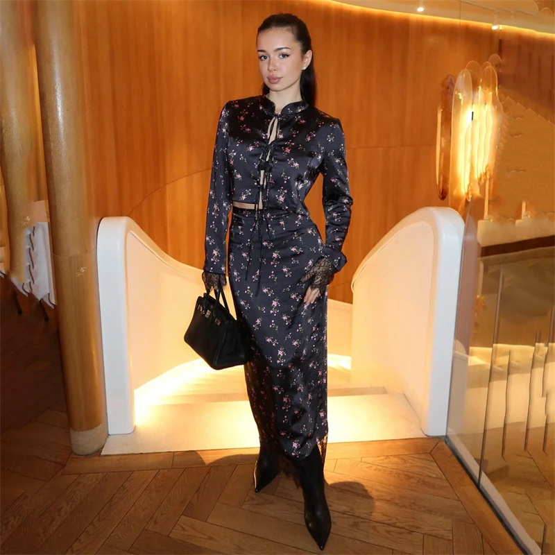 Tornova кружевной топ с цветочным принтом и юбкой - Фотография_4