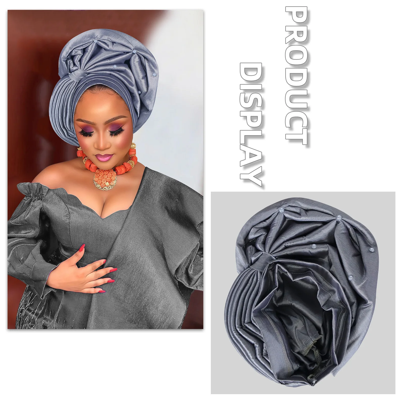 Кепка-тюрбан из необработанного шелка для женщин - Фотография_3