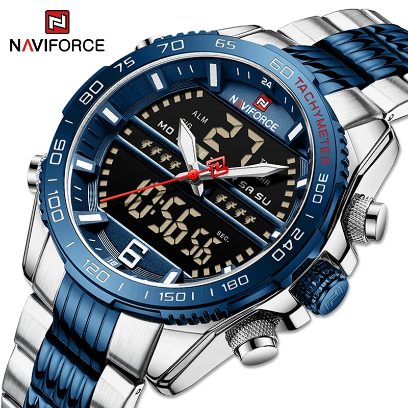 Роскошные брендовые цифровые спортивные часы naviforce для мужчин
