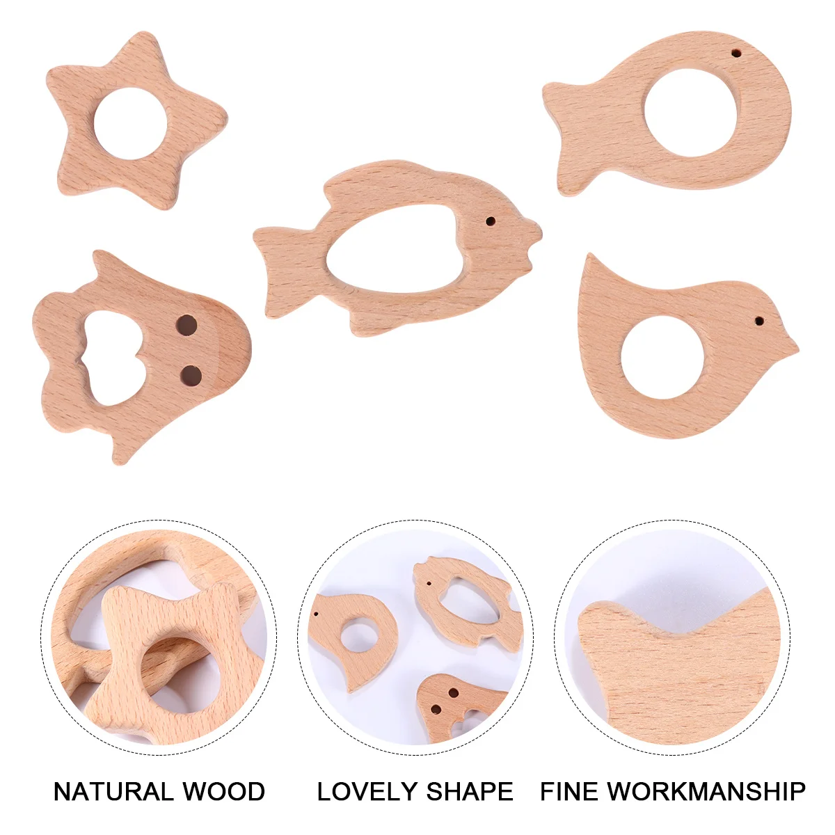 Деревянный прорезыватель для младенцев из натурального дерева - Фотография_5
