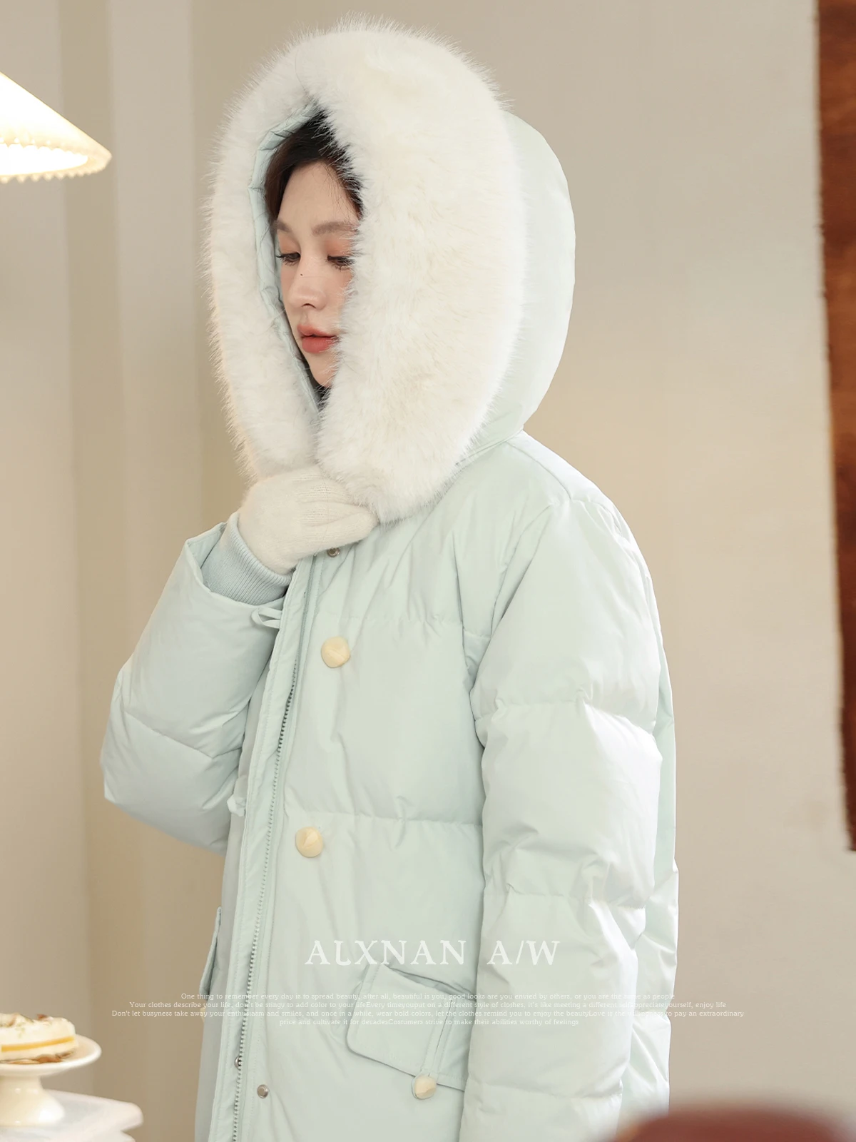Alxnan длинный пуховик 90 - Фотография_3