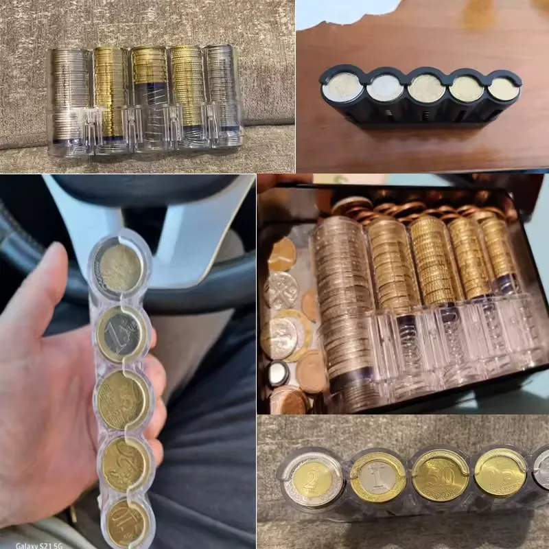 Новый портативный 5-слотовый держатель для монет в евро - Фотография_6