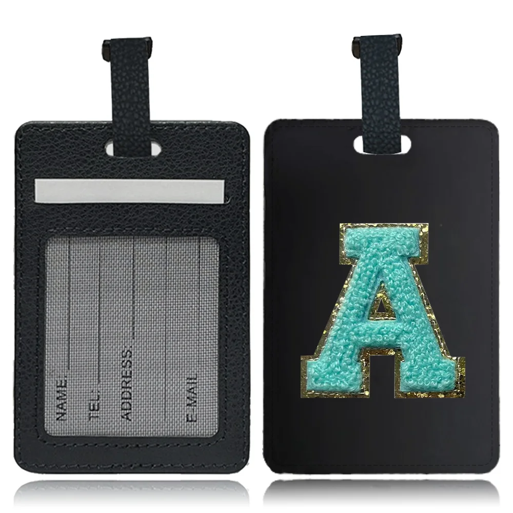 Initial chenille pu luggage tag - Фотография_5